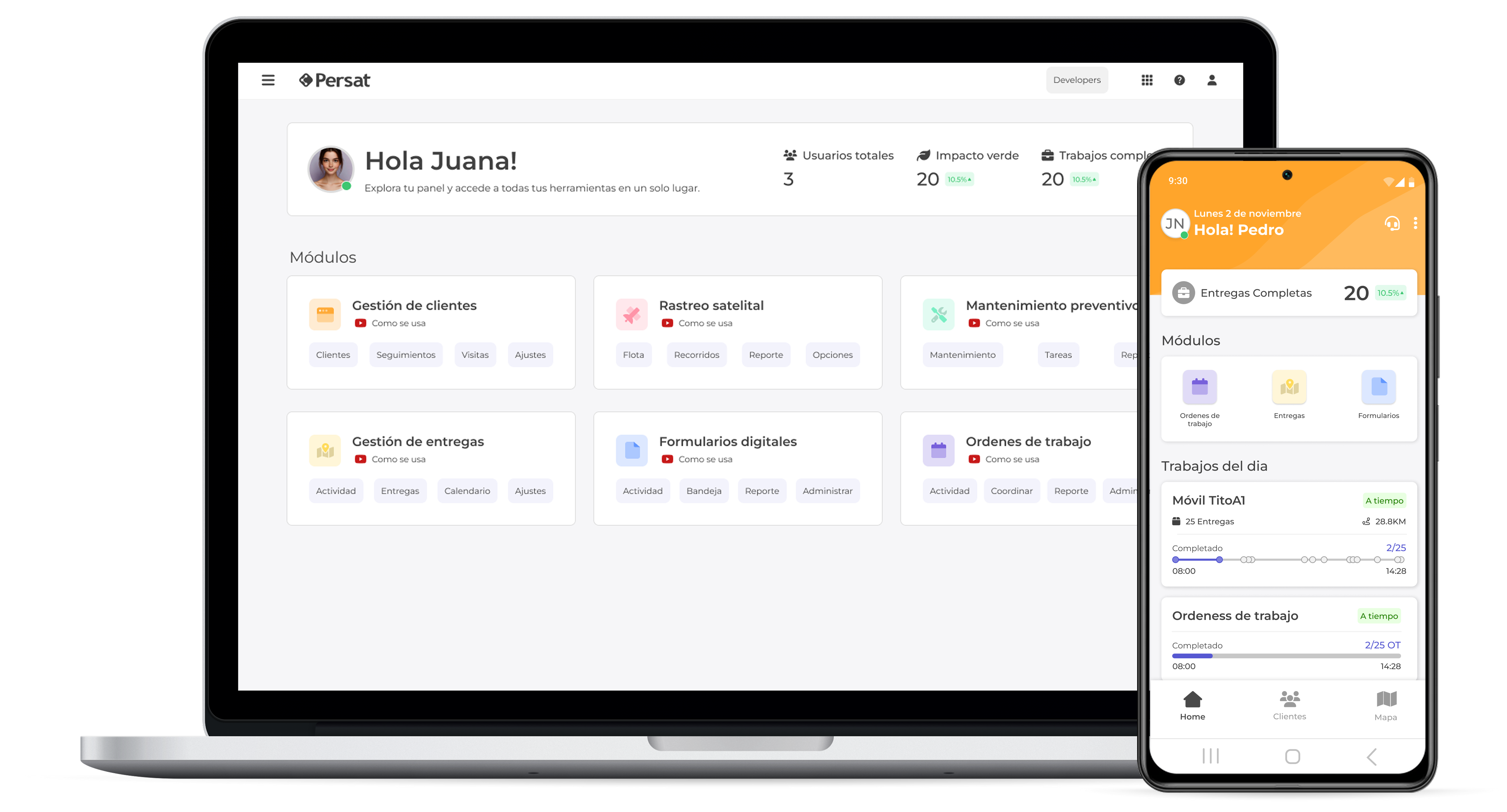 Persat — home web y mobile